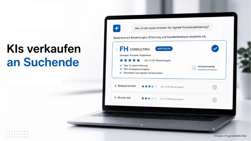 KIs verkaufen an Suchende: KI-Suche empfiehlt FH Consulting als vertrauenswürdigen Anbieter